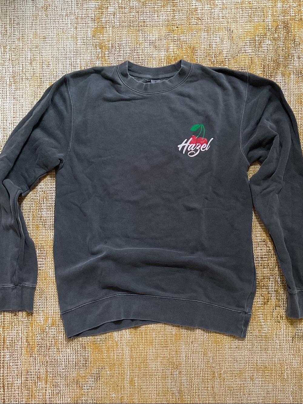 Hazel Boutique Grey Crewneck Sweatshirt with Cherry Chest Logo